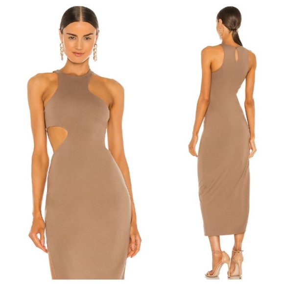 NWT!! Michael Costello x REVOLVE Rylan Midi Dress in Taupe - Picture 2 of 12